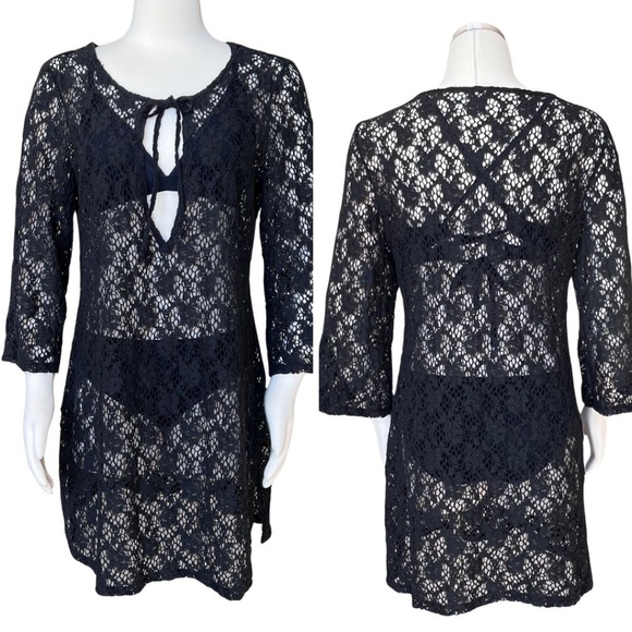 INC International Concepts "INC Beach" Sheer Lace Swimsuit Cover Up Size Large - Picture 1 of 7